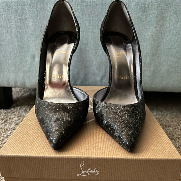 Christian Louboutin Shoes - Only worn once! Louboutin size 41, black pumps with glitter detail